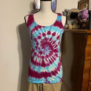 Gildan Blue and Purple Spiral Tie Dye Tank Top